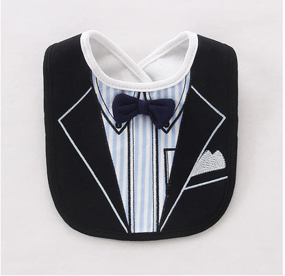 2PCS Baby Kids Bibs BOY MIXED DESIGN COTTON GENTLEMAN BOW FEEDING Bandana Apron Weaning