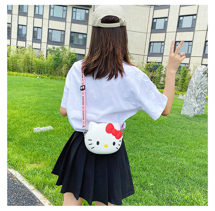 Kids Purse Girls Silicone Mini Children's Coin Purse Cute Cartoon Shoulder Bag Crossbody Bag Accessories Bags Adjustable Strap for Kids Gift Travel Holiday (Hello Kitty)