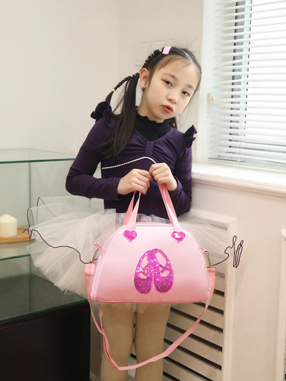 Girls Kids Children Ballet Dance Bag, Pink Ballerina Handbag Tote Gymnastics Sports Duffel Bag, Crossbody Shoulder School Bag Light Weight Carry-on Luggage