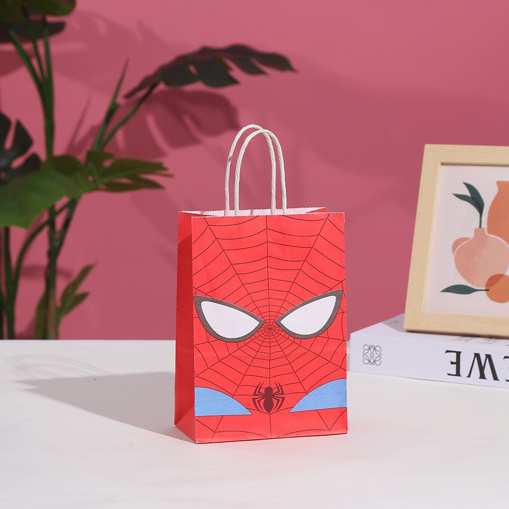 18 Pieces Princess Pink Kraft Paper Bags for Girls Gifts Party Favor Goodie  Treat Bags With Handle for Christmas,Birthday,and Celebrations Party Supplies(Spiderman）