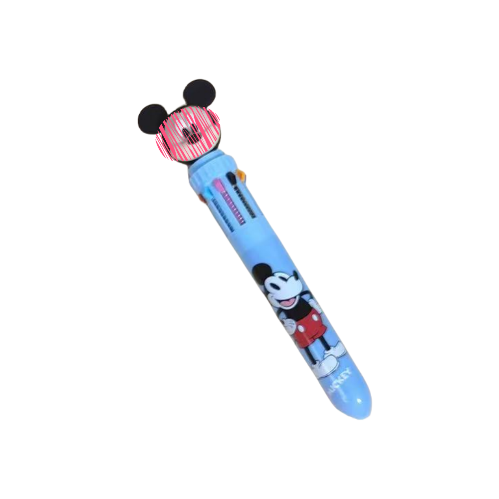 Multicolor teddy bear Pens 0.5mm 10-in-1 Retractable Ballpoint Pens 10 Colors Transparent Barrel Ballpoint Pen for Office Supplies and kids school (Nick)