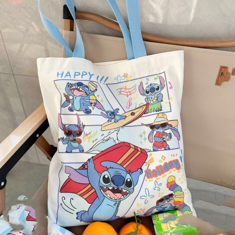 Stitich Tote Bag With Canvas Tote Bag Casual Reusable Shopping Bag With Washable Foldable Shopper Bag with Long Strap crossbody bag For Women Girls