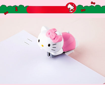 Mini Effortless Kitty Princess Desktop Staplers with 1000 Standard No.10 staples set Cute Stapler Gift for Student and Office School stationary Use （Hello Kitty）