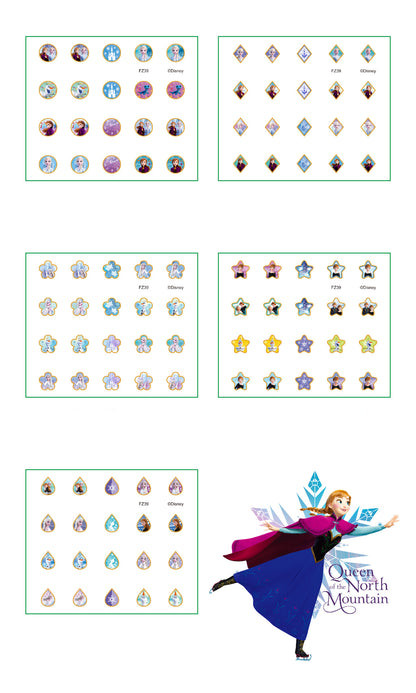 5 Sheets Toddlers Princess Elsa Minnie Kids Girls Nail Stickers Earring Stickers Art Decal Party Bag Fillers Decor for Kids Girls Birthday Gift