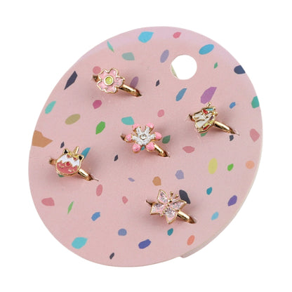 5pcs Adjustable Girls Rings Set Toys, Unicorn Finger Rings Princess Mermaid Rainbow Dress up for Children Kids Little Girls