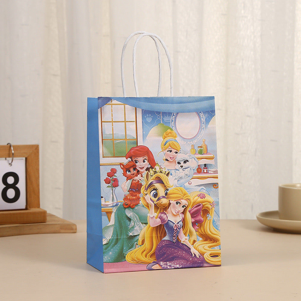 18 Pieces Princess Pink Kraft Paper for Girls Gifts Party FavorGoodie Bags Treat With Handle for Christmas,Birthday,and Celebrations Supplies (Princess)