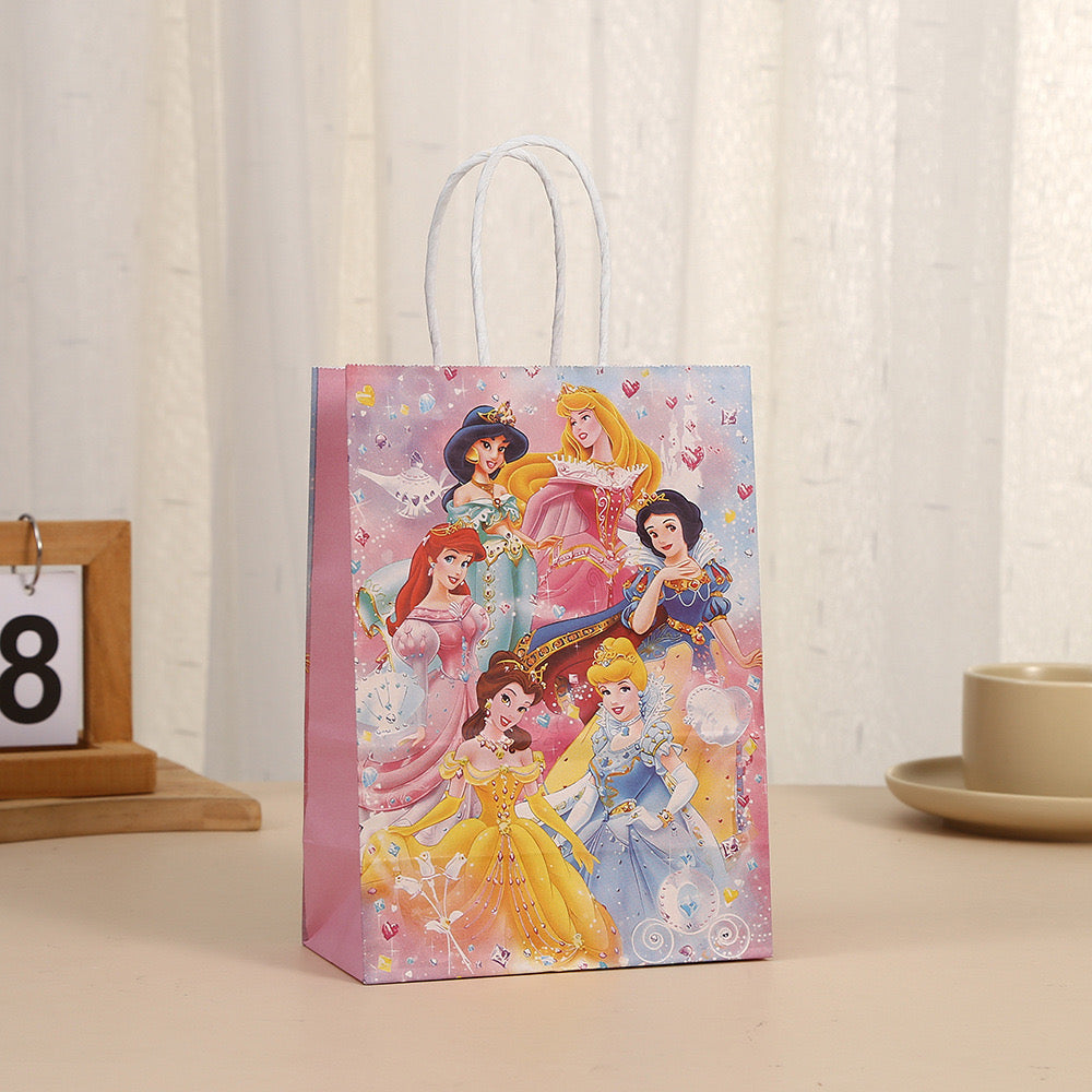 18 Pieces Princess Pink Kraft Paper for Girls Gifts Party FavorGoodie Bags Treat With Handle for Christmas,Birthday,and Celebrations Supplies (Princess)