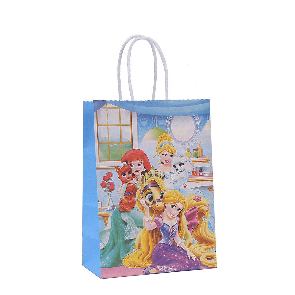 18 Pieces Princess Pink Kraft Paper for Girls Gifts Party FavorGoodie Bags Treat With Handle for Christmas,Birthday,and Celebrations Supplies (Princess)