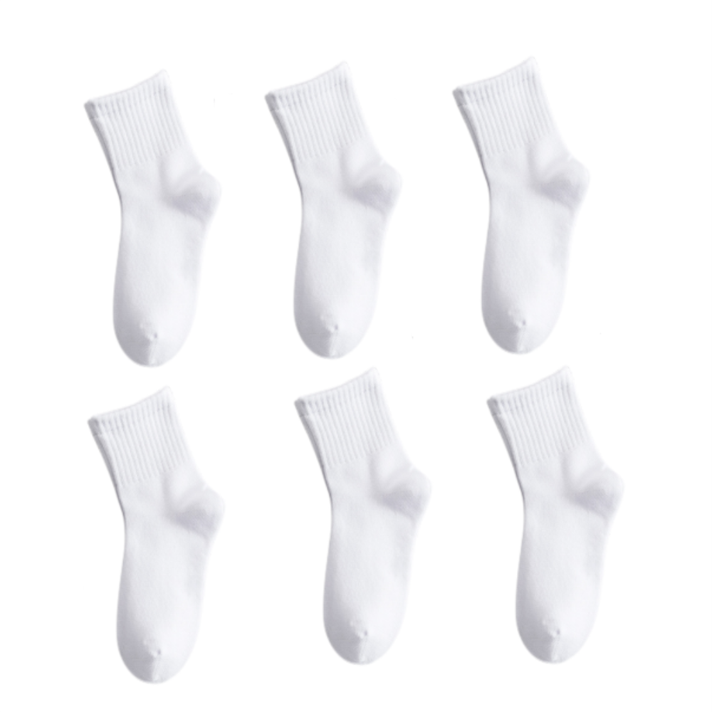 6 Pairs School Uniform Boys Girls Childrens Kids rich cotton plain sports ankle Socks Infant (White 12-18 Years)