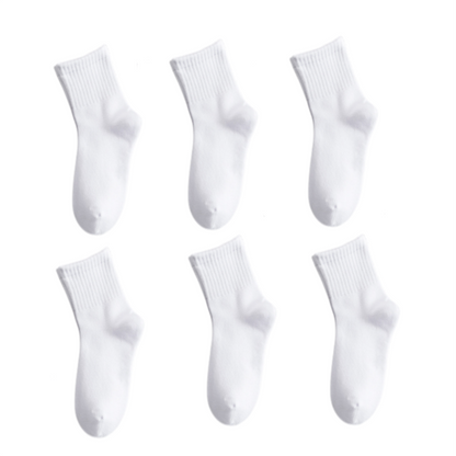 6 Pairs School Uniform Boys Girls Childrens Kids rich cotton plain sports ankle Socks Infant (White 12-18 Years)