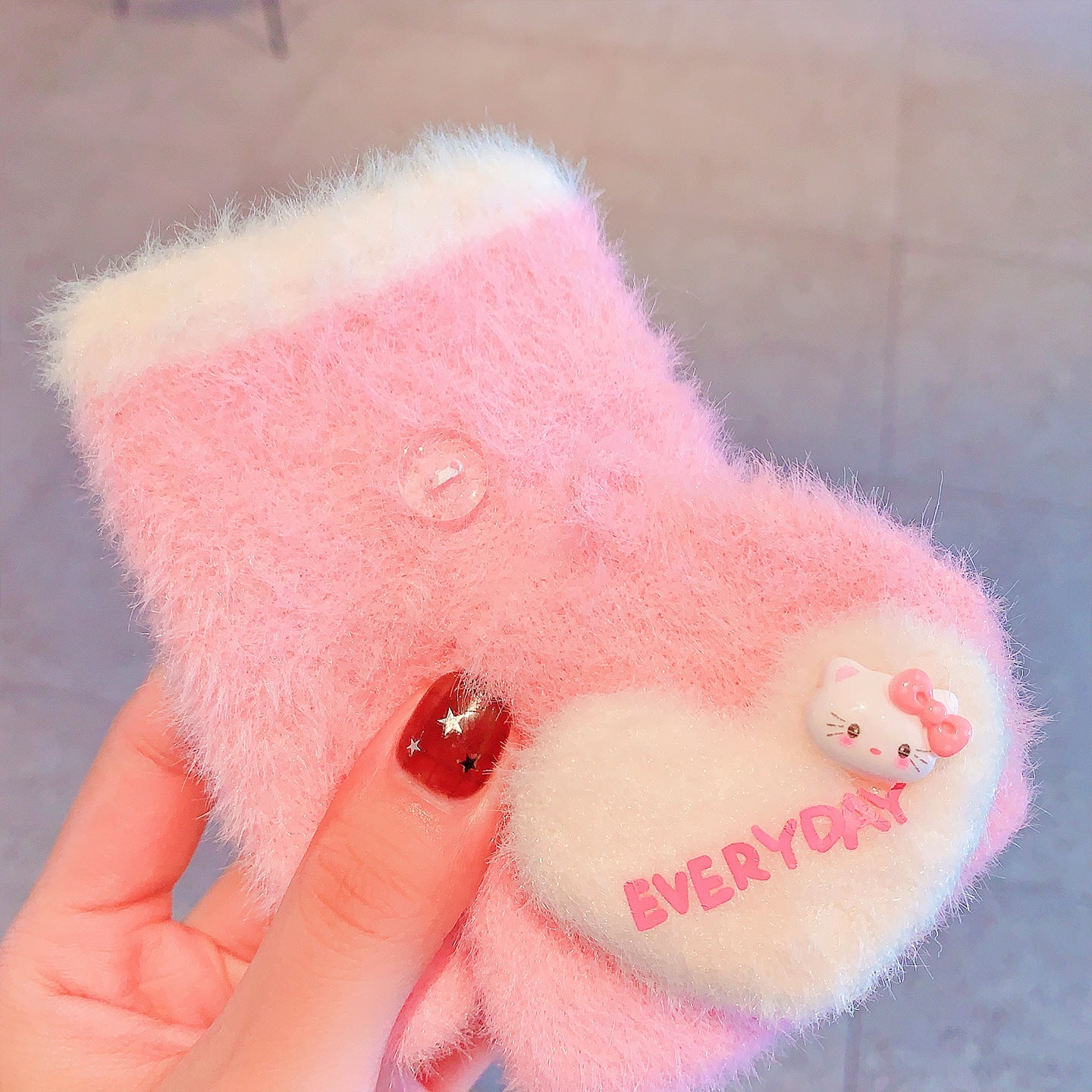 Fingerless Flap Cover Gloves Winter Knit Warm Mittens Soft Lined Fleece Thermal Outdoor Half Finger with Cover Convertible Flip Top for Kids boys girls (Kuromi)