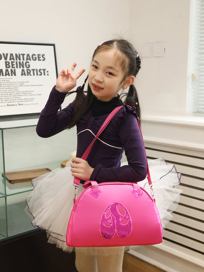 Girls Kids Children Ballet Dance Bag, Pink Ballerina Handbag Tote Gymnastics Sports Duffel Bag, Crossbody Shoulder School Bag Light Weight Carry-on Luggage