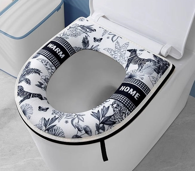 Bathroom Toilet Seat Closestool Washable reusable Soft Warmer Mat Cover Pad Cushion Cover by static