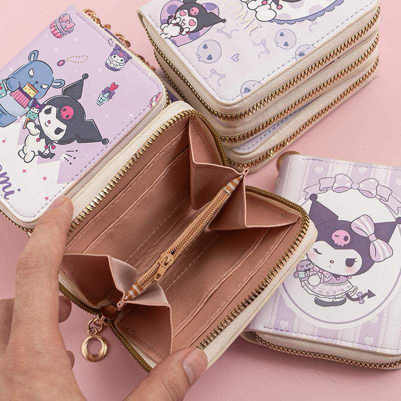 Kids GIrls Women Wallet Cute Trifold Wallet with Coin Purse Card Slots with zip pockets Gifts PU leather (Cinnamoroll)
