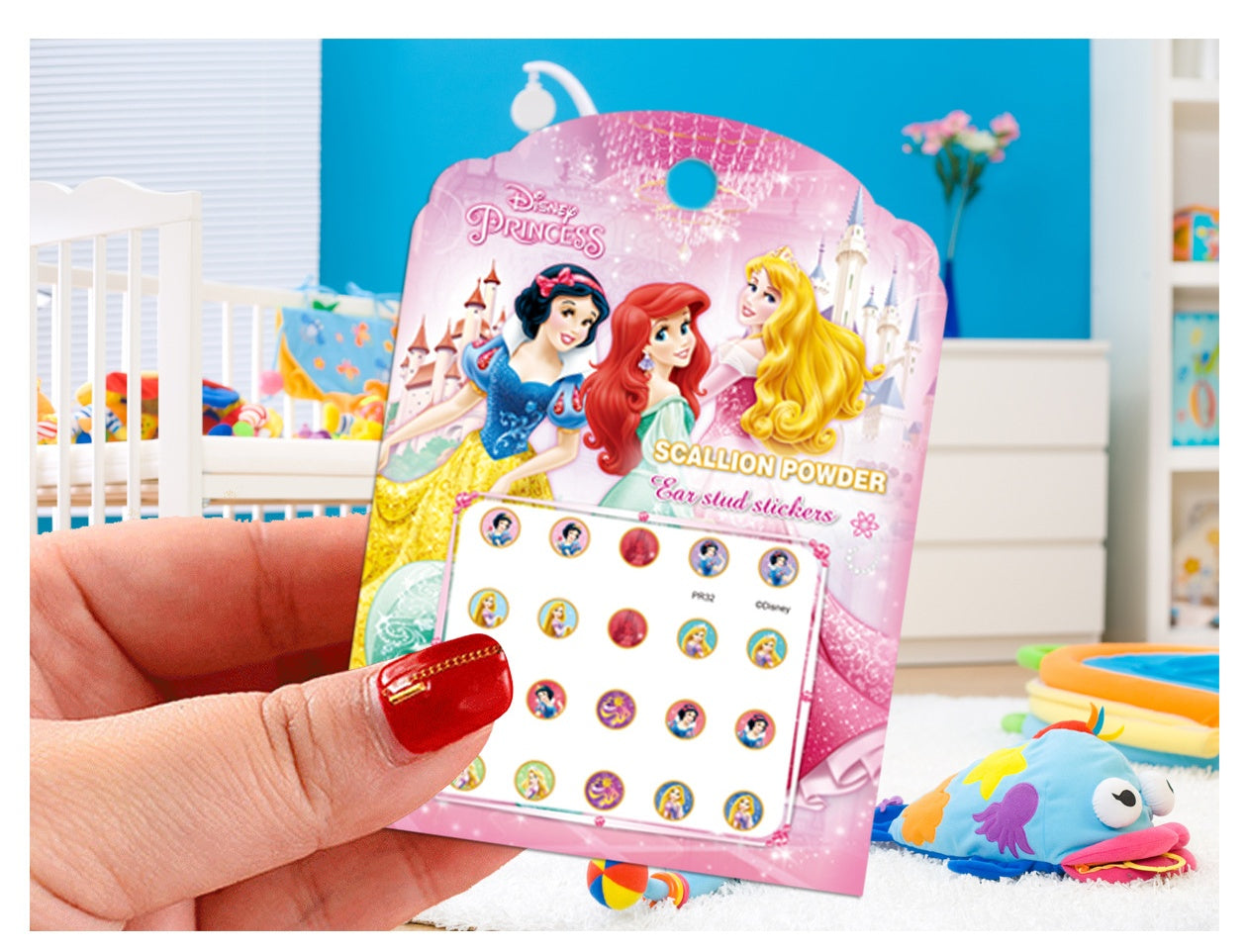 5 Sheets Toddlers Princess Elsa Minnie Kids Girls Nail stickers Earring Stickers Art Decal Party Bag Fillers Decor for Kids Girls Birthday Gift (princess earrings stickers)