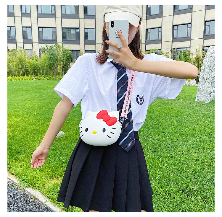 Kids Purse Girls Silicone Mini Children's Coin Purse Cute Cartoon Shoulder Bag Crossbody Bag Accessories Bags Adjustable Strap for Kids Gift Travel Holiday (Hello Kitty)