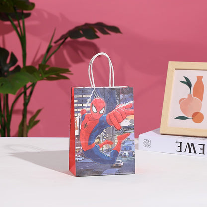 18 Pieces Princess Pink Kraft Paper Bags for Girls Gifts Party Favor Goodie  Treat Bags With Handle for Christmas,Birthday,and Celebrations Party Supplies(Spiderman）