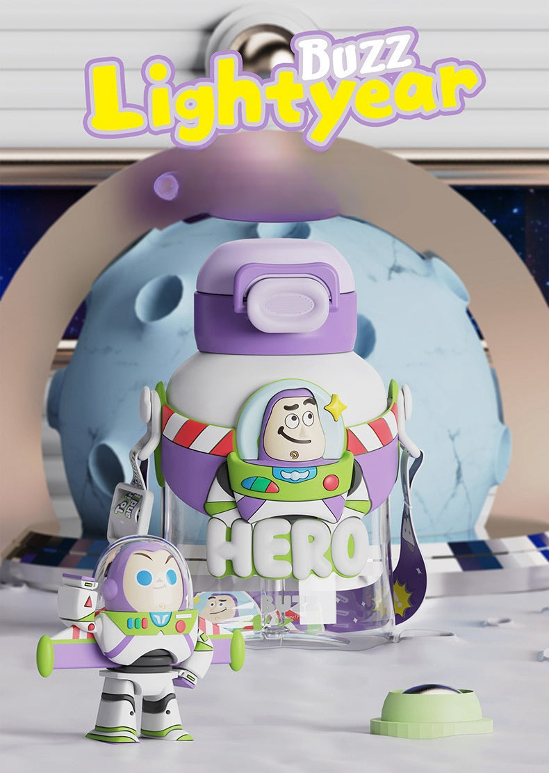 Buzz Frozen Spiderman Water Bottle Reusable Kids 700ml PP with Two Lids Leak Proof with straw Lid BPA Free Drinking bottle(Buzz)