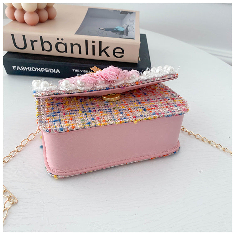 Shoulder Bag Girls Kids Children Handbags Portable Mini Coin Purse Messenger Crossbody Bag Princess Pearl Bow Mini Flip Bag Accessories Bags Gift Travel Holiday