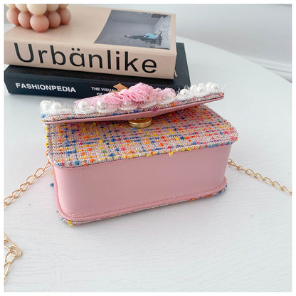 Shoulder Bag Girls Kids Children Handbags Portable Mini Coin Purse Messenger Crossbody Bag Princess Pearl Bow Mini Flip Bag Accessories Bags Gift Travel Holiday