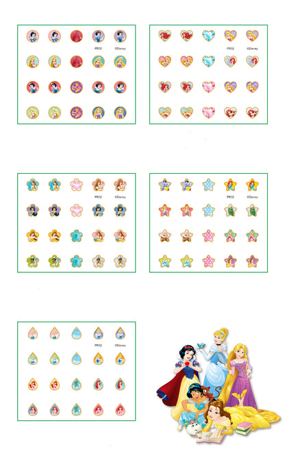 5 Sheets Toddlers Princess Elsa Minnie Kids Girls Nail stickers Earring Stickers Art Decal Party Bag Fillers Decor for Kids Girls Birthday Gift (princess earrings stickers)