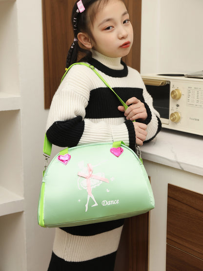 Girls Kids Children Ballet Dance Bag, Pink Ballerina Handbag Tote Gymnastics Sports Duffel Bag, Crossbody Shoulder School Bag Light Weight Carry-on Luggage (Purple)