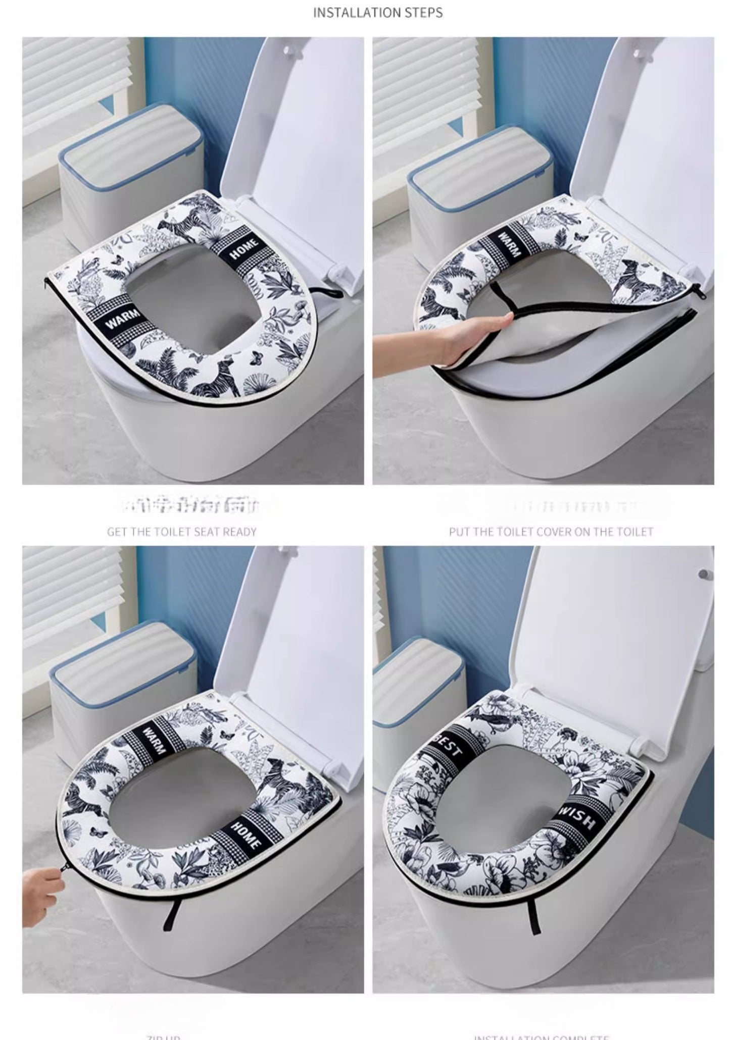 Bathroom Toilet Seat Closestool Washable reusable Soft Warmer Mat Cover Pad Cushion Cover by static