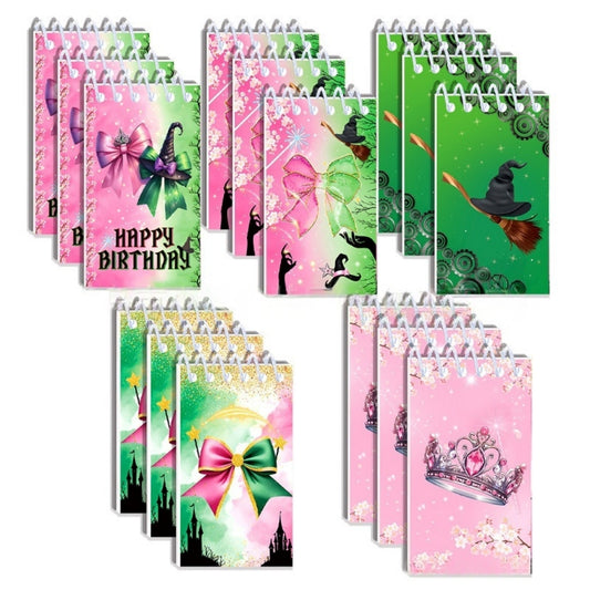 10 Pack Pocket Notebook Small Spiral 10 * 6CM Mini Notepad Princess Kids Colorful Memo Bulk Wired Lined for School Office Supplies Birthday Party Bag Fillers (Witch)