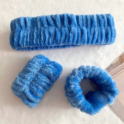 Ears Headband and Wristbands Set for Washing Face, Makeup for Women Girls, Skincare Removal Wash Spa Yoga Sports Shower Terry Towel Cloth Hair Band