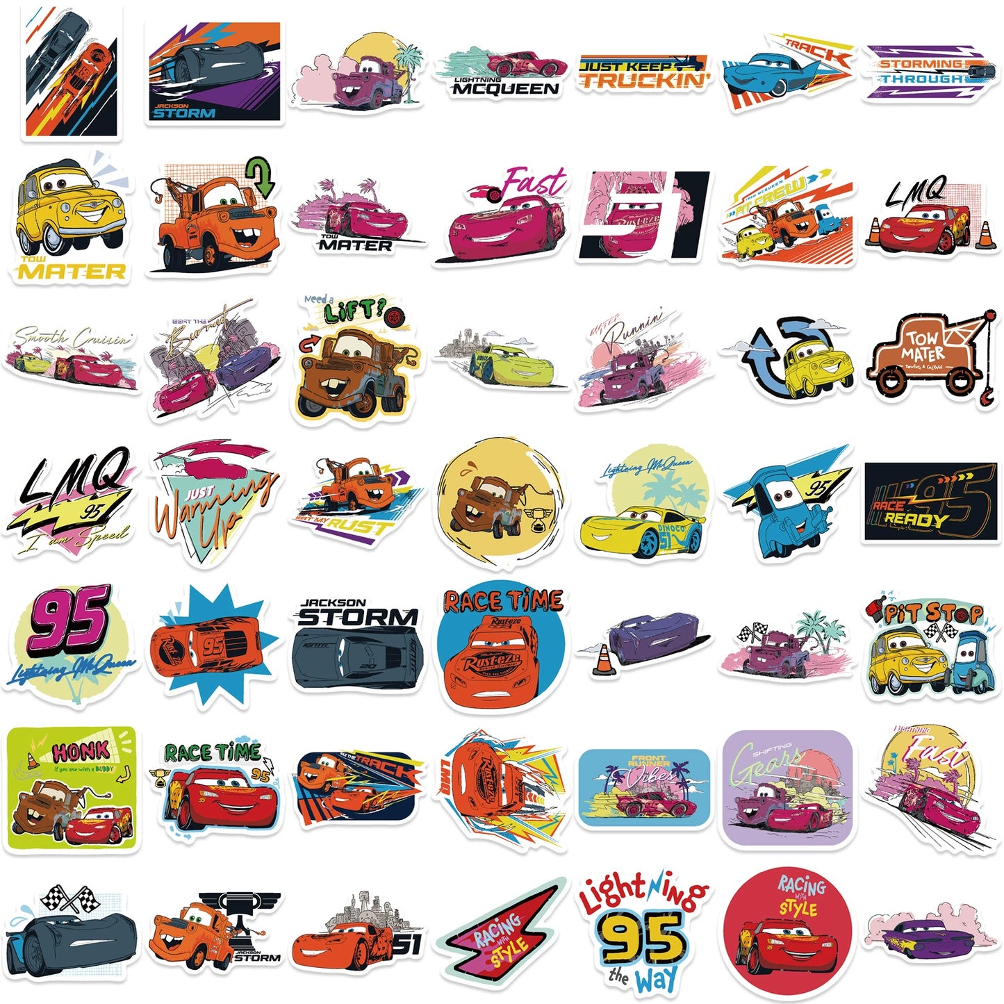 50pcs Princess Aven Superheros Toy Kids Stickers Luggage Laptop Skateboard Waterproof Party Bag Fillers Waterbottle Decal Graffiti Patches (Cars)