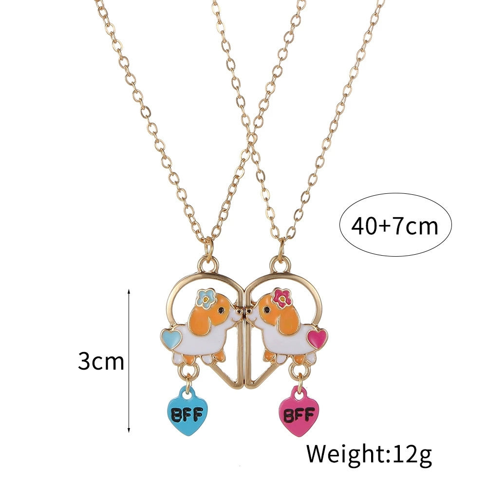 Best Friend Necklace Set, Matching BFF for 2 or 3 Friends, Ideal Friendship Jewelry Gift for Girls, Women, Sisters, Perfect for Birthdays and Special Occasions (Dog 2 Friends)