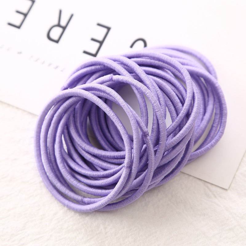 50Pcs Girls Women 2.5mm Thin School Uniform Endless Hair Elastics Bobbles Hair Ties Bands Ponios Ponytail Holders