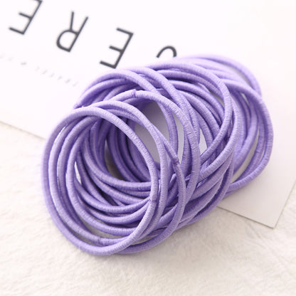 50Pcs Girls Women 2.5mm Thin School Uniform Endless Hair Elastics Bobbles Hair Ties Bands Ponios Ponytail Holders