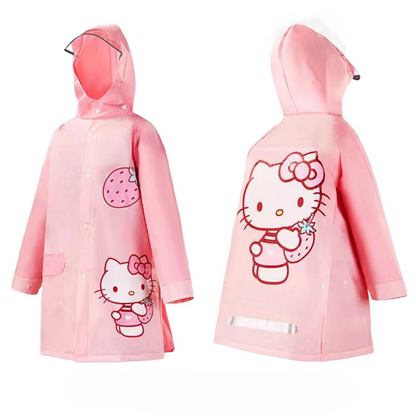 Kids Elsa Spider Raincoats Waterproof Rain Jacket Hooded Rain Poncho Toddler Boys Girls Rain Suit Reusable Rainwear with bag Cover 1-8 Years (Hello Kitty）
