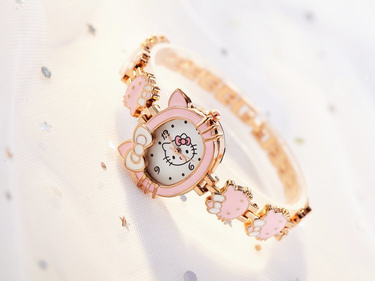 Analogue Quartz Watch with Stainless Steel Strap Bracelet Cats Girls Toddler Watches Gifts for Kids Birthday Gifts Gift Box
