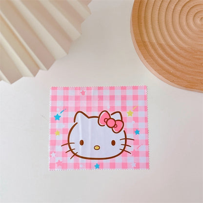 Lovely cat Cartoon Hard Shell Eyeglasses Cases Girl Protective Case Storage Box With Glasses Cloth for Teen PU leather eyegalss case (Hello Kitty)