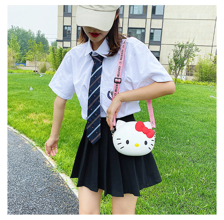 Kids Purse Girls Silicone Mini Children's Coin Purse Cute Cartoon Shoulder Bag Crossbody Bag Accessories Bags Adjustable Strap for Kids Gift Travel Holiday (Hello Kitty)