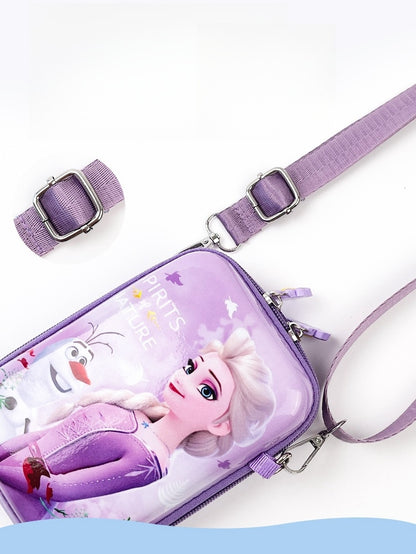 Kids Purse Girls Silicone Mini Children's Coin Purse Cute Cartoon Shoulder Bag Crossbody Bag Accessories Bags Adjustable Strap for Kids Gift Travel Holiday (Purple Frozen)