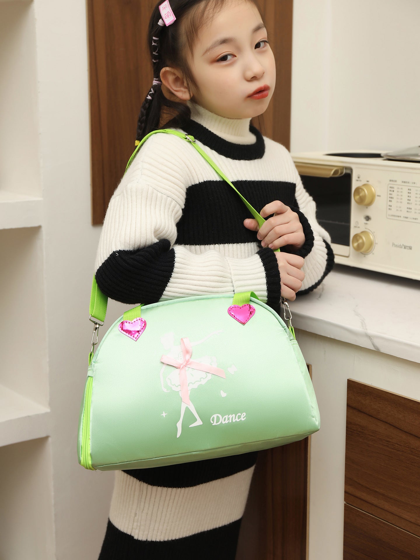 Girls Kids Children Ballet Dance Bag, Pink Ballerina Handbag Tote Gymnastics Sports Duffel Bag, Crossbody Shoulder School Bag Light Weight Carry-on Luggage (Purple 02)