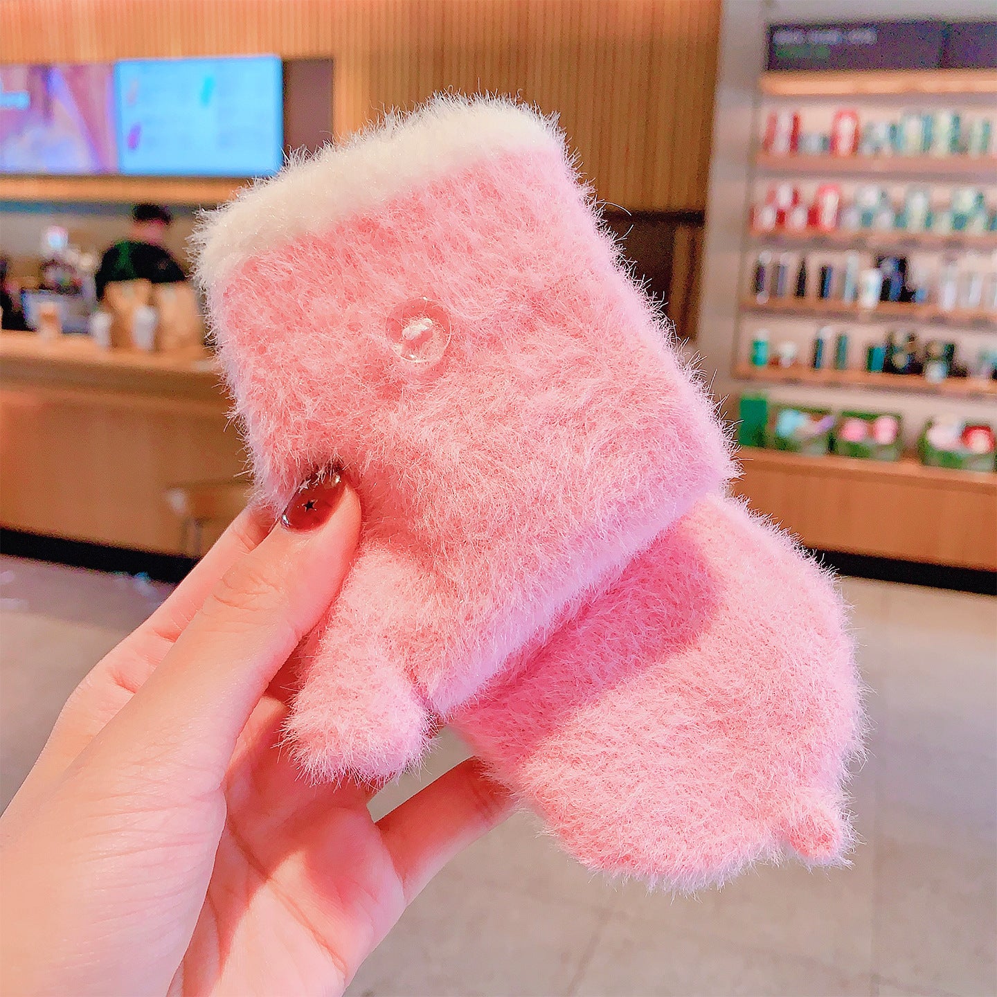 Fingerless Flap Cover Gloves Winter Knit Warm Mittens Soft Lined Fleece Thermal Outdoor Half Finger with Cover Convertible Flip Top for Kids boys girls (Blue Cat)