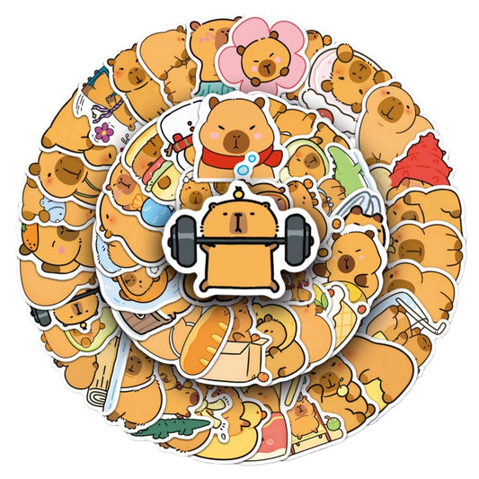 50pcs Princess Aven Superheros Toy Kids Stickers Luggage Laptop Skateboard Waterproof Party Bag Fillers Waterbottle Decal Graffiti Patches(Capybara)