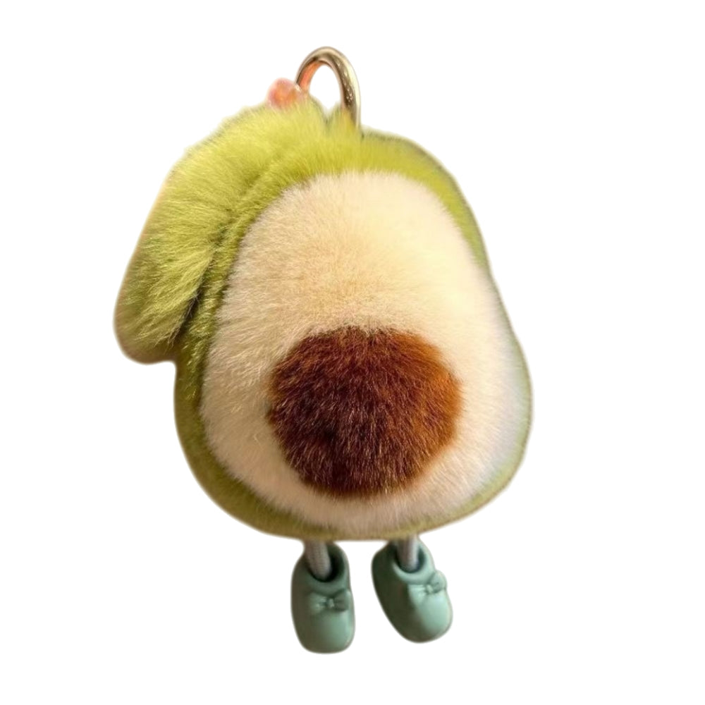 Cute Avocado cat paws panda Plush Keychain, Fluffy faux fur Decorative Key Ring Accessory for Women's Bags, Backpack and Purses (Avocado)