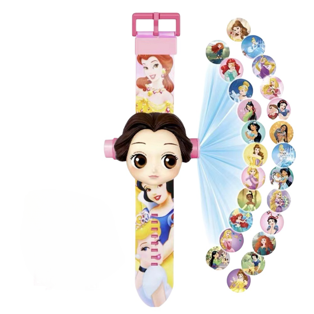 Superhero Robert Watch with 24 Super Projection Cartoon Hero Figurines Princess, Electronic Watch for Boys Girls Projector 3D (Princess)