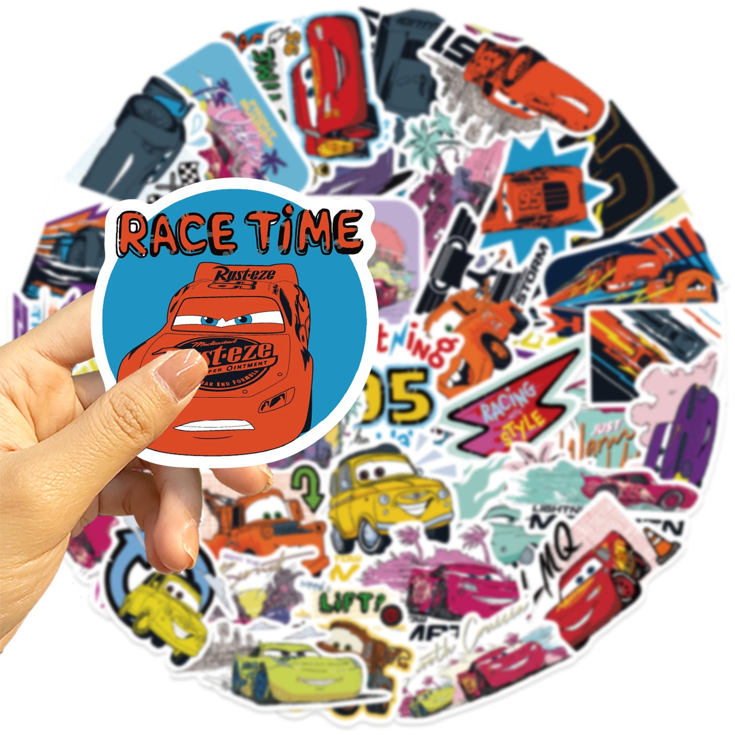 50pcs Princess Aven Superheros Toy Kids Stickers Luggage Laptop Skateboard Waterproof Party Bag Fillers Waterbottle Decal Graffiti Patches (Cars)