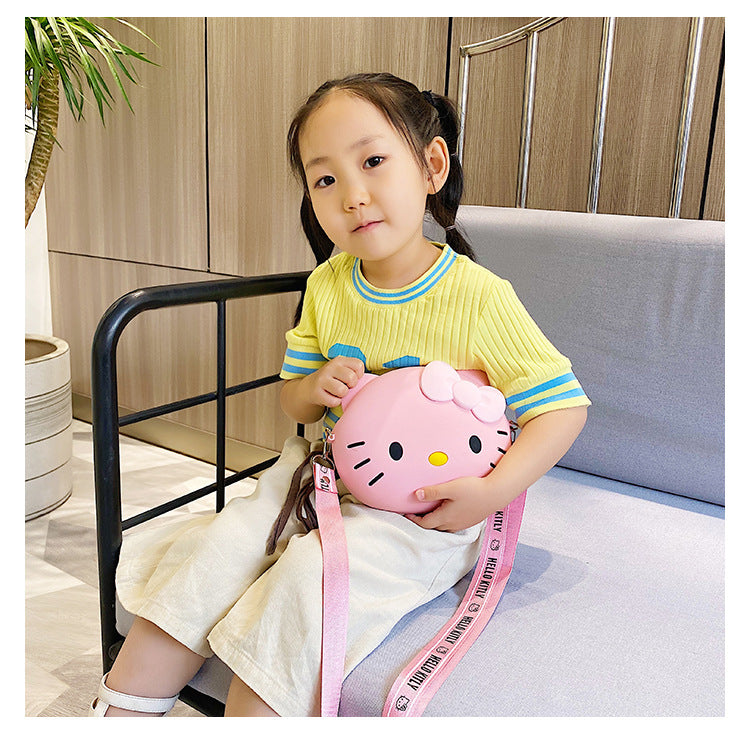 Kids Purse Girls Silicone Mini Children's Coin Purse Cute Cartoon Shoulder Bag Crossbody Bag Accessories Bags Adjustable Strap for Kids Gift Travel Holiday (Hello Kitty)