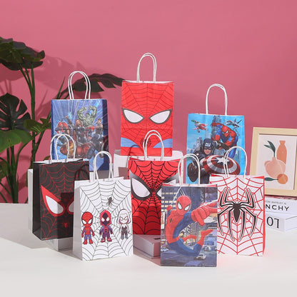 18 Pieces Princess Pink Kraft Paper Bags for Girls Gifts Party Favor Goodie  Treat Bags With Handle for Christmas,Birthday,and Celebrations Party Supplies(Spiderman）
