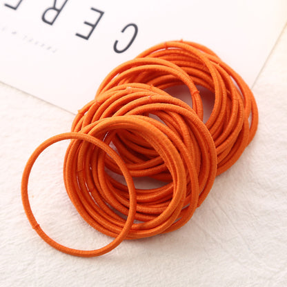 50Pcs Girls Women 2.5mm Thin School Uniform Endless Hair Elastics Bobbles Hair Ties Bands Ponios Ponytail Holders
