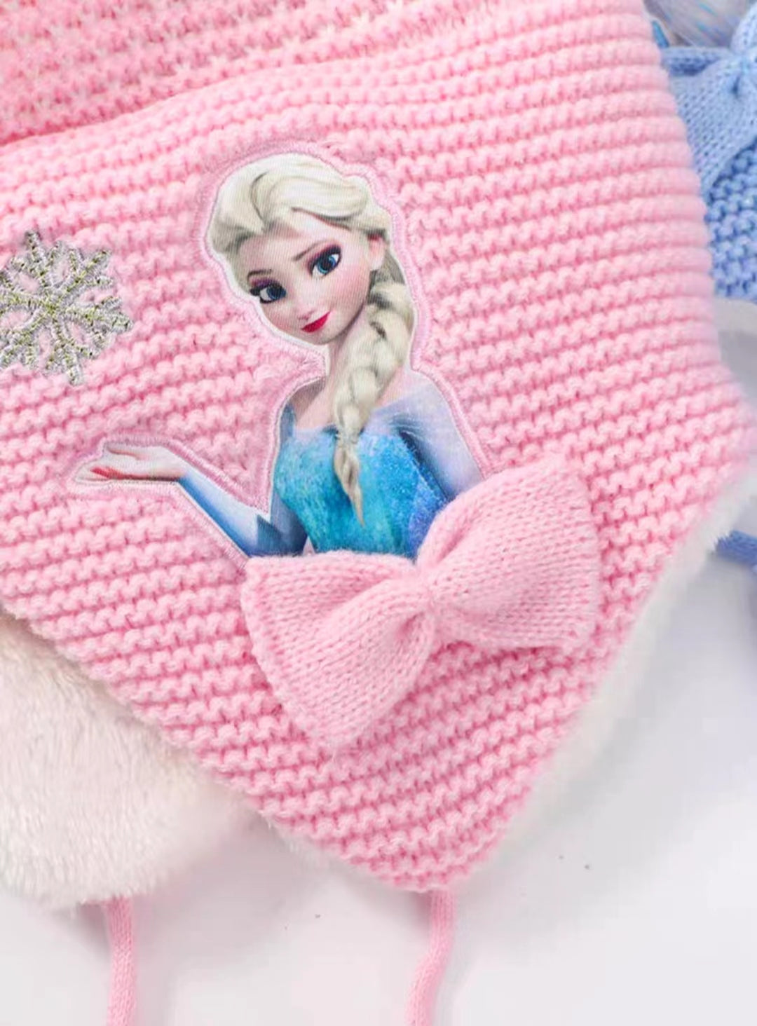Kids Winter Beanie Hat Scarf for 2-10 Years Old Boys Girls.Outdoor Warm Fleece Lined Thermal Knit Fluffy Pom(Pink Elsa)