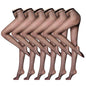 Women 6 Pairs Black Nude Silk Sheer Soft Tights 20 Denier Control Top (Black)