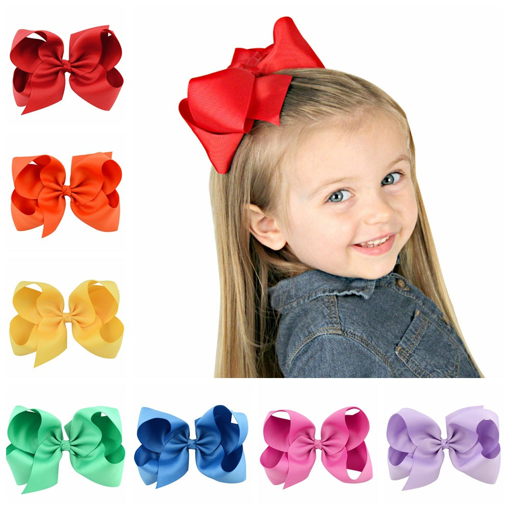 8pcs Women Kids Snap Bow Hair Clip Set Ribbon School Uniform Bows Metal Barrette